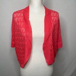 NWT Cyrus Open Knit Bolero large coral
